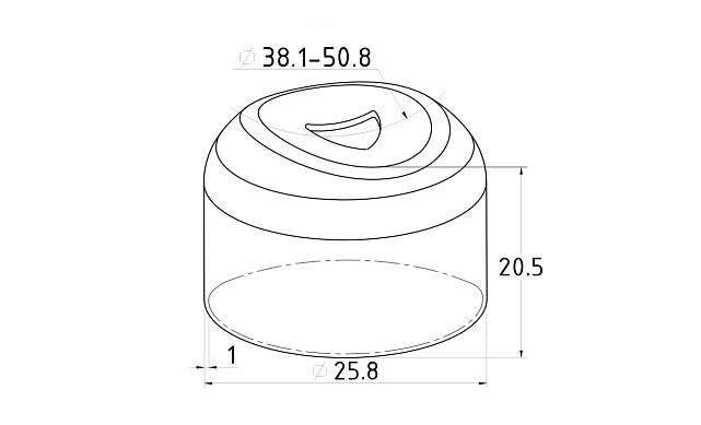 Наконечник штампованный (СПС) прямой 90° на трубу Ø25 мм, для поручня Ø38.1 мм, полированный, нержавеющий, AISI 201, k071-3 2