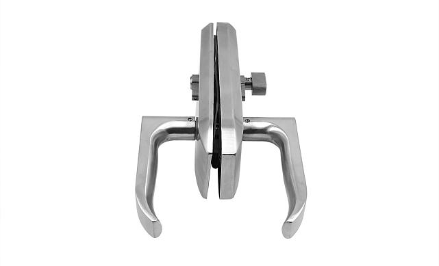 Замок для стеклянной двери с нажимной ручкой без притвора, евроцилиндр односторонний ключ/защелка, в комплекте ответная часть на стекло t155 SSS  7