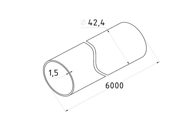 Труба круглая нержавеющая Ø42.4х1.5х6000 мм, полированная, AISI 316 k845-3 2