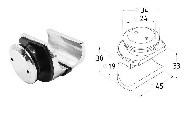 Комплект раздвижной системы для стеклянных дверей, AISI 304, полированный t406 5