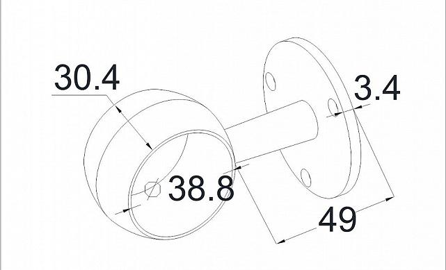 Держатель выносной с обхватом для трубы Ø38.1 мм, полированный, сварной, (AISI 304) k256 2