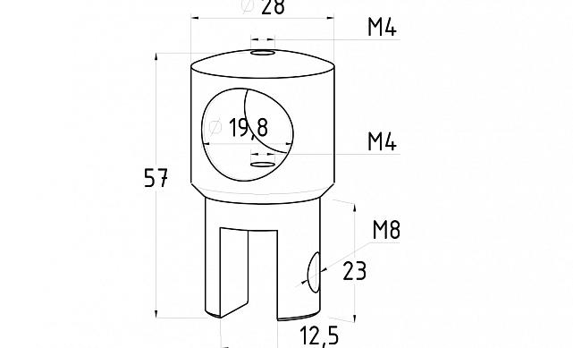 Держатель стекла сквозной, цинк, черный t914 BZn 2