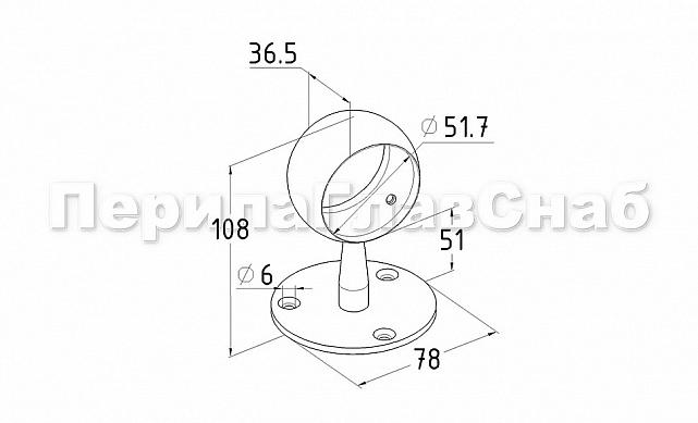 Держатель поручня выносной с обхватом для трубы Ø50.8 мм, полированный (AISI 316) k066-3 2
