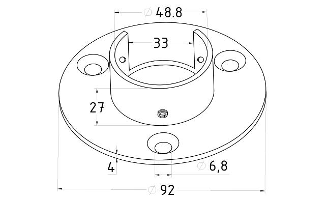 Фланец для трубы с пазом Ø48.3 мм, литой, полированный, (AISI 304) k238 2
