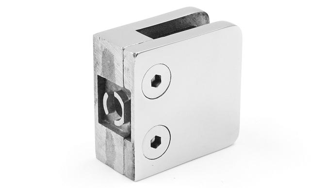 Стеклодержатель литой, под стекло 8 мм. 4+4 мм. на плоскость 42х22,5х42  полированный (AISI 304) k003 7