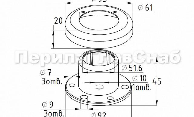 Цанга под золото под Ø50.8 мм, (AISI 304) Фk220-88 2