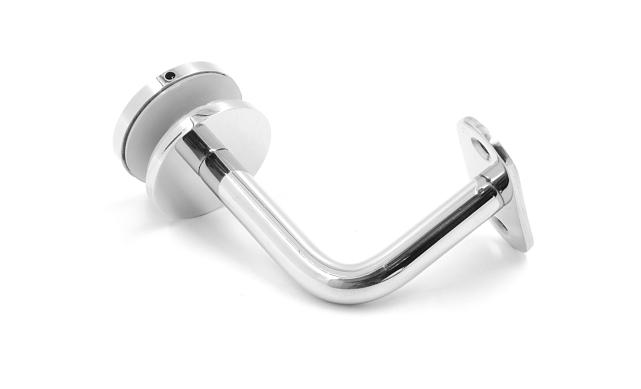 Держатель поручня на стекло 10-17 мм, с ложементом на плоскость, вынос 60х70 мм, Ø43х5 мм, нержавеющая сталь AISI 304, полированная k008-4 6