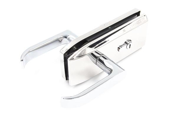 Замок для стеклянной двери с нажимной ручкой, евроцилиндр односторонний ключ/защелка, с ответной частью на стекло, полированный t155 PSS 5