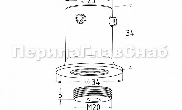 Держатель трубы 19 мм, полированный, латунь-хром, стена-труба t907 PC 5
