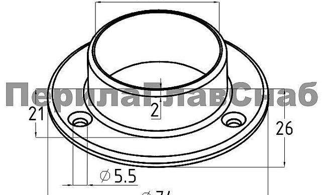 Фланец для трубы Ø38.1 мм, полированный, литой, под 3 самореза 4.8 мм, (AISI 316) k033-3 2