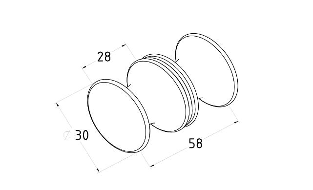 Дверная ручка "кноб", алюминий-хром, шлиф t691 ALSS 2