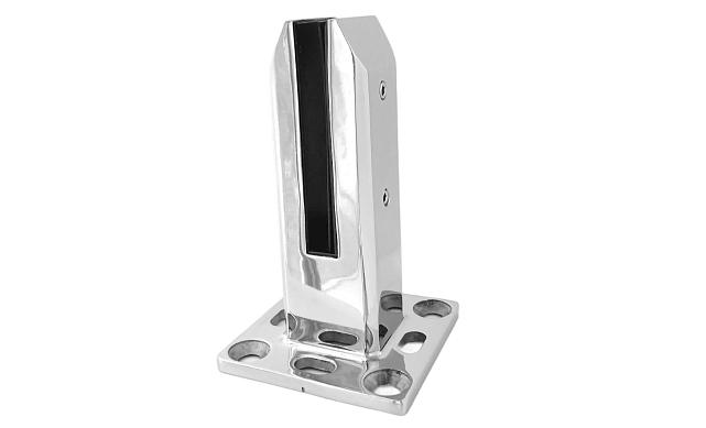 Стеклодержатель напольный 45х50х160 мм, для стекла 10-12 мм, литой, плоский, без сверления, нержавеющая сталь AISI 304, полированная k275-5 11