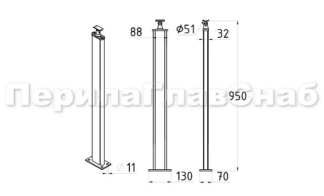 Дизайнерская плоская комбинированная стойка в сборе из шлифованной нержавеющей стали и древесины дуба k742 2