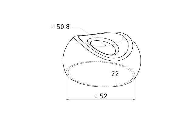 Наконечник штампованный (СПС) прямой 90° на трубу Ø50.8 мм, для поручня Ø50.8 мм, полированный, нержавеющий, AISI 304, 600Grit, k068-2 2