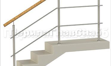 Два ригеля на сварке, круглый пластиковый поручень и круглые стойки купить в Перми