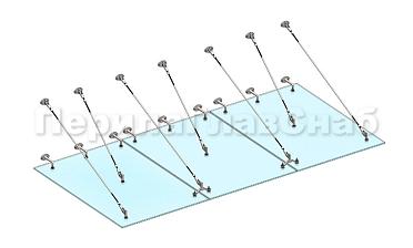 Комплект фурнитуры для козырька 1800х3700 (на вантах/тягах) k671-18-37 купить в Перми
